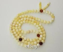 Tibetan Rosary Stone Amber Natural Baltic White Vintage Bead 16,3g Rare B-014