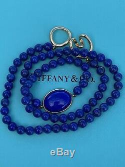 Tiffany & Co 18K Gold Angela Cummings Lapis Lazuli Cabochon Bead Necklace Rare