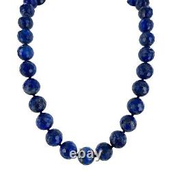 Tiffany & Co. Italy Rare Vintage Lapis Lazuli Bead Necklace 14KY Gold Clasp