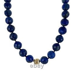 Tiffany & Co. Italy Rare Vintage Lapis Lazuli Bead Necklace 14KY Gold Clasp