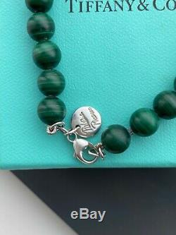 Tiffany & Co. Malachite Gemstone Bead Bracelet 8 Pouch Box Paloma Picasso RARE