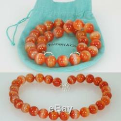 Tiffany & Co. Paloma Picasso Orange Agate Bead Rare Necklace Signed Silver Clasp