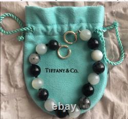 Tiffany & Co Paloma Picasso Rare Moonstone Quartz Onyx Bead Bracelet & Pouch