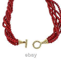 Tiffany & Co. Rare Coral Bead Multi-Strand 18 Karat Yellow Gold Toggle Necklace