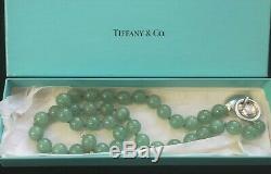 Tiffany & Co Rare Silver Heart Knocker & Jade Aventurine Bead Necklace +Box 1995