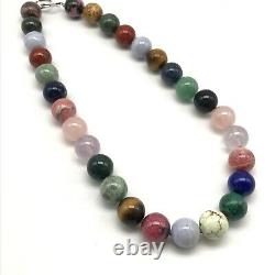 Tiffany & Co. Rare Vintage Multi Gemstone Colorful 15MM Bead Ball Necklace