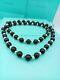 Tiffany & Co Silver Onyx Gemstone Ball Bead Necklace 30 Great Condition Rare