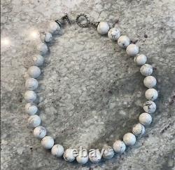 Tiffany & Co. Sterling Silver White Howlite Bead Necklace 17 Vintage Rare