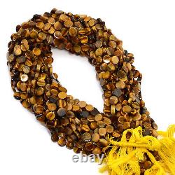 Tiger's Eye Beads Strand Coin Shape 13 Inch Wholesale Lot Rare Gemstone Jewelry
