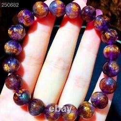 Top Natural Cacoxenite Purple Rutilated Round Beads Rare Bracelet 10.2mm AAAAA