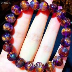 Top Natural Cacoxenite Purple Rutilated Round Beads Rare Bracelet 10.2mm AAAAA