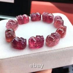 Top Natural Red Tourmaline Rare Crystal Pi Xiu Beads Bracelet 16x12x9mm AAAAAA