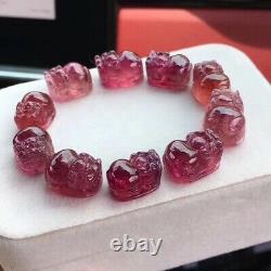 Top Natural Red Tourmaline Rare Crystal Pi Xiu Beads Bracelet 16x12x9mm AAAAAA