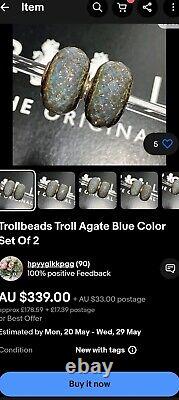 Trollbeads Authentic Agates Purples Rare New Unworn X6 Beads