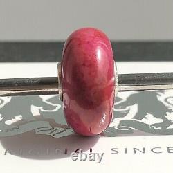 Trollbeads Retired Rare Dark Pink Crazy Agate stone bead Charm