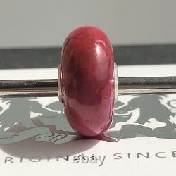 Trollbeads Retired Rare Dark Pink Crazy Agate stone bead Charm
