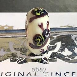 Trollbeads Silver Murano Glass Bead OOAK unique Rare Cream Brown Snail