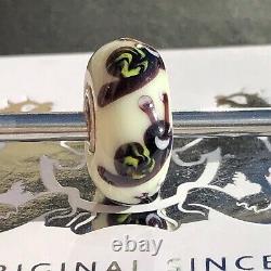 Trollbeads Silver Murano Glass Bead OOAK unique Rare Cream Brown Snail