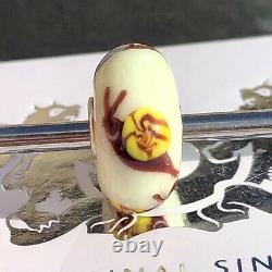 Trollbeads Silver Murano Glass Bead OOAK unique Rare Yellow Snail Cream
