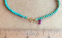 Turquoise Bracelet rare strand Sleeping Beauty stack Beaded Gemstone 6.5 14k