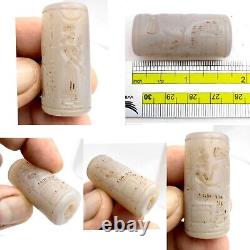 Unique Near Eastern old agate stone cylinder seal intaglio stamp Bead rare
