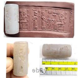 Unique Near Eastern old agate stone cylinder seal intaglio stamp Bead rare