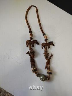 Unique RARE Chunky Safari Necklace- Wooden Monies