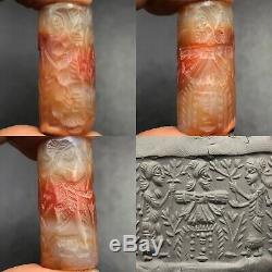 Unique neareastern agate rare cylinderseal bead