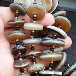 VERY RARE COLLECTION ANCIENT AGATE STONE 1 Line DISC India Himalia Beads Necklac