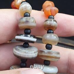 VERY RARE COLLECTION ANCIENT DZI AGATE STONE DISC Himalaya Beads Necklace B-1