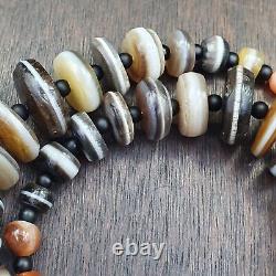 VERY RARE COLLECTION ANCIENT DZI AGATE STONE DISC Himalaya Beads Necklace B-2