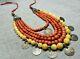 Vtg 19th Necklace Undyed Pressed Coral Powder Dukach Silver 96g Rare Antiqua Old