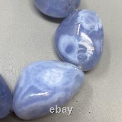 VTG DC Designer Stone Necklace Blue Marble Chunky Nugget High End Ann Hand 20