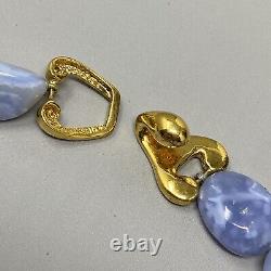 VTG DC Designer Stone Necklace Blue Marble Chunky Nugget High End Ann Hand 20