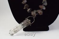 VTG Garden Quartz & Garnet & Tibetan Smoky Quartz Poison Pendant Necklace 925