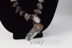 VTG Garden Quartz & Garnet & Tibetan Smoky Quartz Poison Pendant Necklace 925