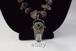 VTG Garden Quartz & Garnet & Tibetan Smoky Quartz Poison Pendant Necklace 925