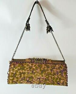 VTG Mary Frances Rare Shoulder Bag Purse Stone & Metal Beading Bronze Velvet