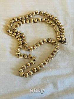 VTG Necklace Ball Chain Beaded Rare Long Lariat Art Deco Gold Filled 11mm Beads