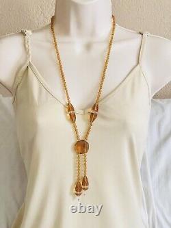 VTG Necklace Czech Glass Carved Beads Beaded Art Deco Collar Tassel Flapper Rare