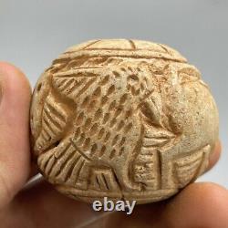 Very Rare Ancient Bactrain Stone Carving Historical Big Intaglio Bead