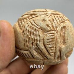 Very Rare Ancient Bactrain Stone Carving Historical Big Intaglio Bead