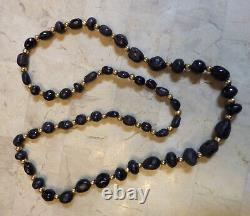 Very Rare Ancient Unpolished Garnet Trade Beads and Gold Necklace