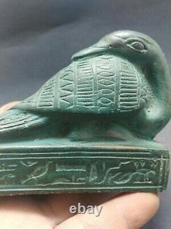 Very Rare Bead Ibis stone Sculpture Egyptian Antique Thoth God Figurine