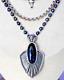 Very Rare Carolyn Pollack Blue Gray Pearl And Kyanite Pendant Necklace 18-22