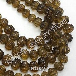 Very Rare Natural Beer Topaz Carved Melon Shape gemstone beads 9 12.5 mm