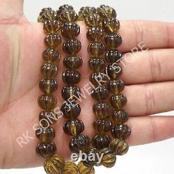 Very Rare Natural Beer Topaz Carved Melon Shape gemstone beads 9 12.5 mm