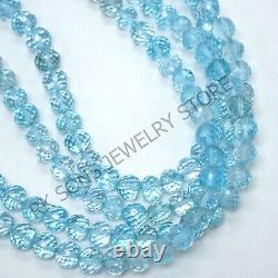 Very Rare Natural Blue Topaz Faceted Round Gemstone Beads, Sky Blue Topaz Beads