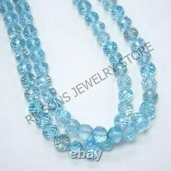 Very Rare Natural Blue Topaz Faceted Round Gemstone Beads, Sky Blue Topaz Beads