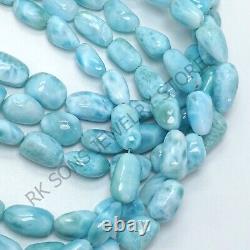 Very Rare Natural Larimar Smooth Nugget Shape Gemstone Beads AAA+ Blue Larimar